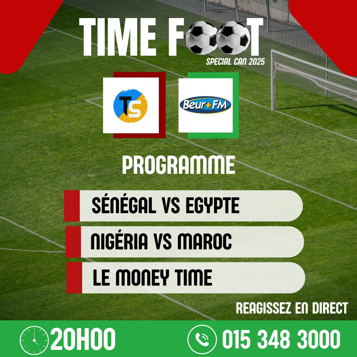 Programme de ce soir dans votre émission #timesport. Le rendez-vous est pris pour 20h00 en direct sur la radio @beurfm. Ne ratez pas.