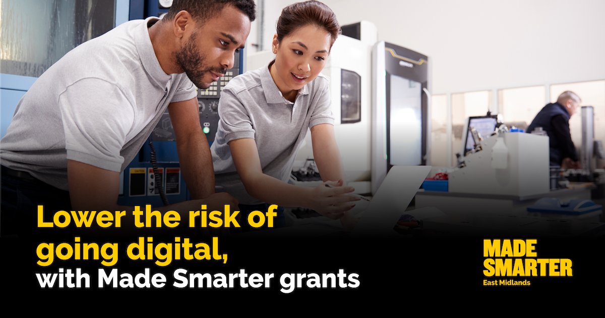 MadeSmarterEM's tweet photo. Digital transformation doesn’t have to be costly.

East Midlands manufacturers can get up to £20k in match-funded grants for automation, AI, robotics, sensors &amp; more - helping you adopt digital tech, boost productivity &amp; scale safely.

👉 Apply now: https://t.co/zmXS2EkOCA https://t.co/oCxpFxaJAC