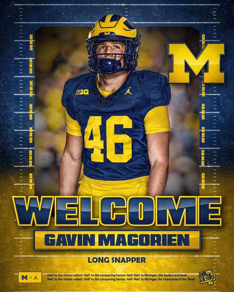 UMichFootball's tweet photo. Welcome to Michigan, @gavinmagorien4! 〽️

» https://t.co/9lIIl2mhE5 https://t.co/EmKmI0CZig