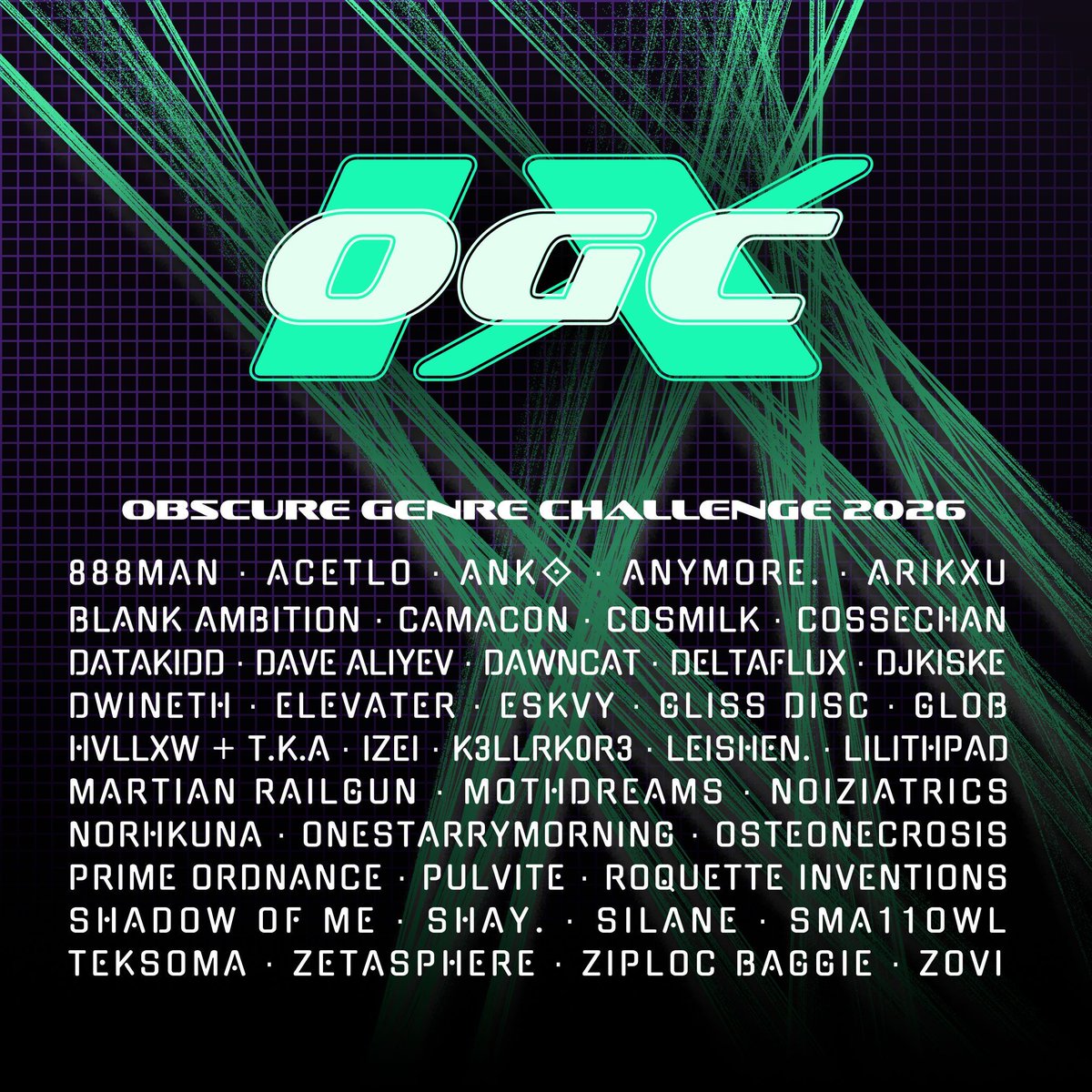 OGC 2026 LINEUP

OUT THIS FRIDAY ON SOUNDCLOUD AND BANDCAMP