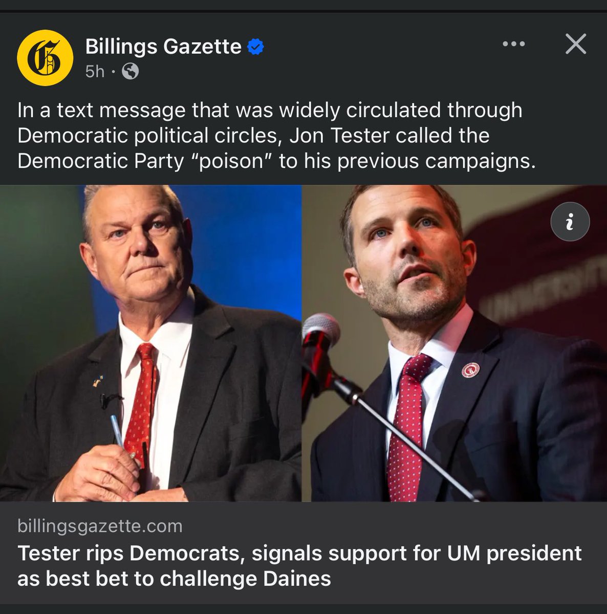 aaronflint's tweet image. Tester calls the Dem party poison…when he was the one burning that party down. Brian Schweitzer got him elected in 06 and we all saw how Baucus/Tester knifed Schweitzer later on #mtpol