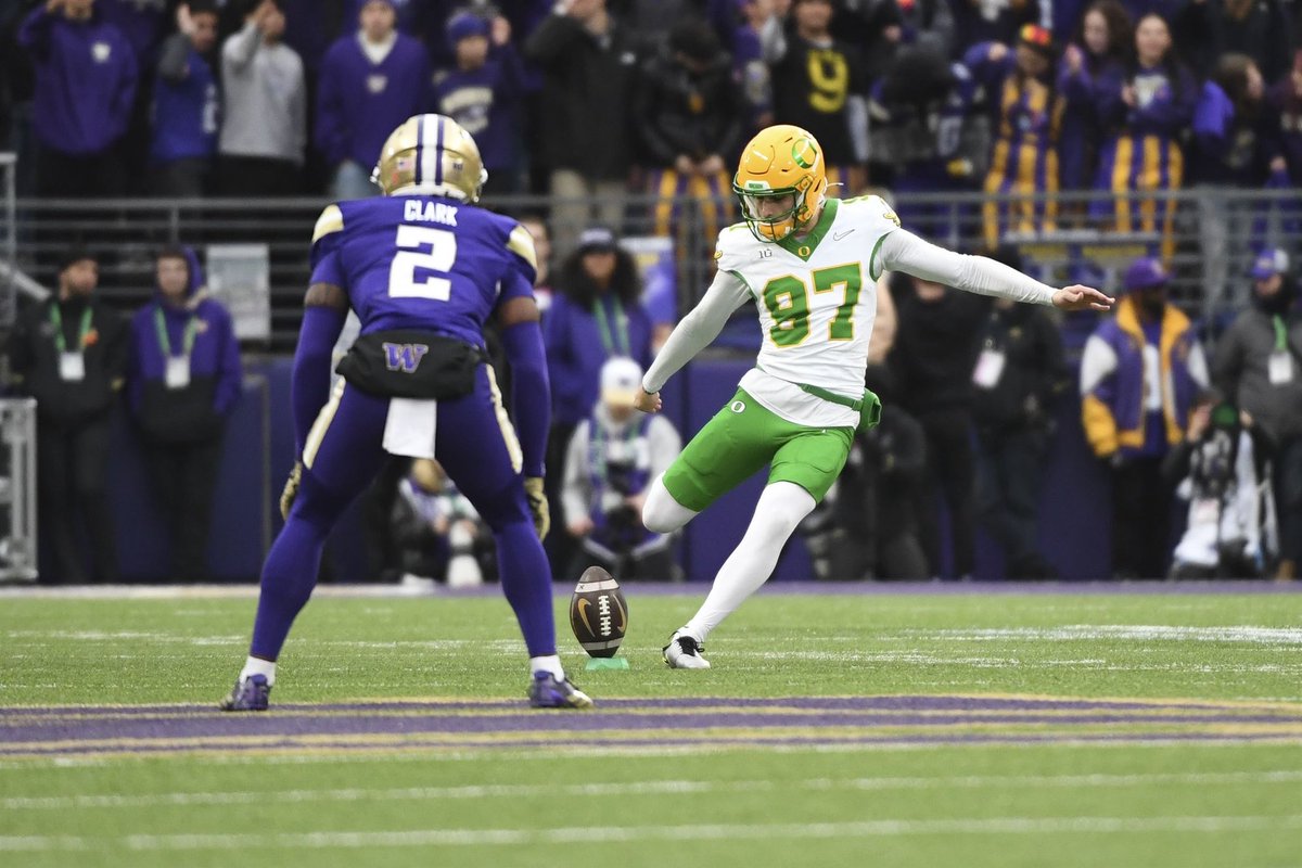 SWiltfong_'s tweet photo. Oregon Kicker Gage Hurych has resigned with the Ducks, his agents @alexguminski and @agent__kt of PRO ZONE confirm. The redshirt sophomore is the presumed starting placekicker heading into the 2026 season. His 64.3 yards per kickoff is the highest among qualified returning kickers in the Big10, and was a perfect 16 for 16 on XP.” https://t.co/qw2cyia6IZ
