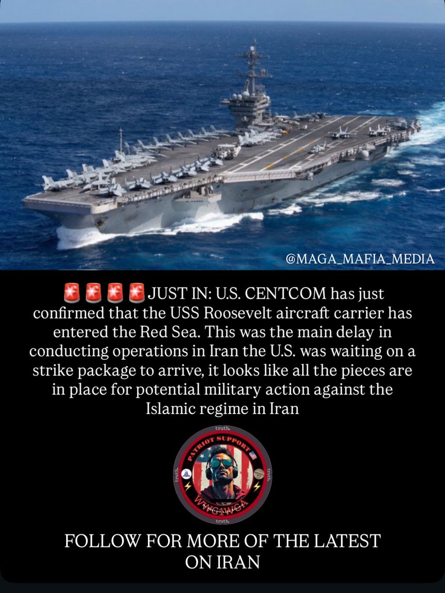 MAGA_MAFIA_'s tweet photo. 🚨🚨🚨🚨JUST IN: The USS Roosevelt has just entered the Red Sea 🔥🔥🔥🔥 https://t.co/4NkSNQdd0q