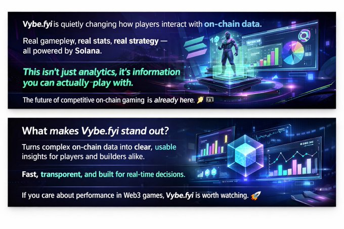 LabaJai91502's tweet photo. https://t.co/OrkXFMTrks is redefining how players compete on-chain.

This isn’t passive analytics or dashboards you glance at once.
#Vybe turns raw on-chain data into real-time, playable intelligence you can actually use to win.
Every stat matters.
Every decision is backed by data.
Every move becomes strategy.

Powered by #Solana, built for real gameplay, and designed for players who want an edge, not noise.
On-chain gaming isn’t coming.
It’s already here, and @Vybe_Network  is leading it. 🎮
#CryptoTrading #slotcoffee $SOL $ETH