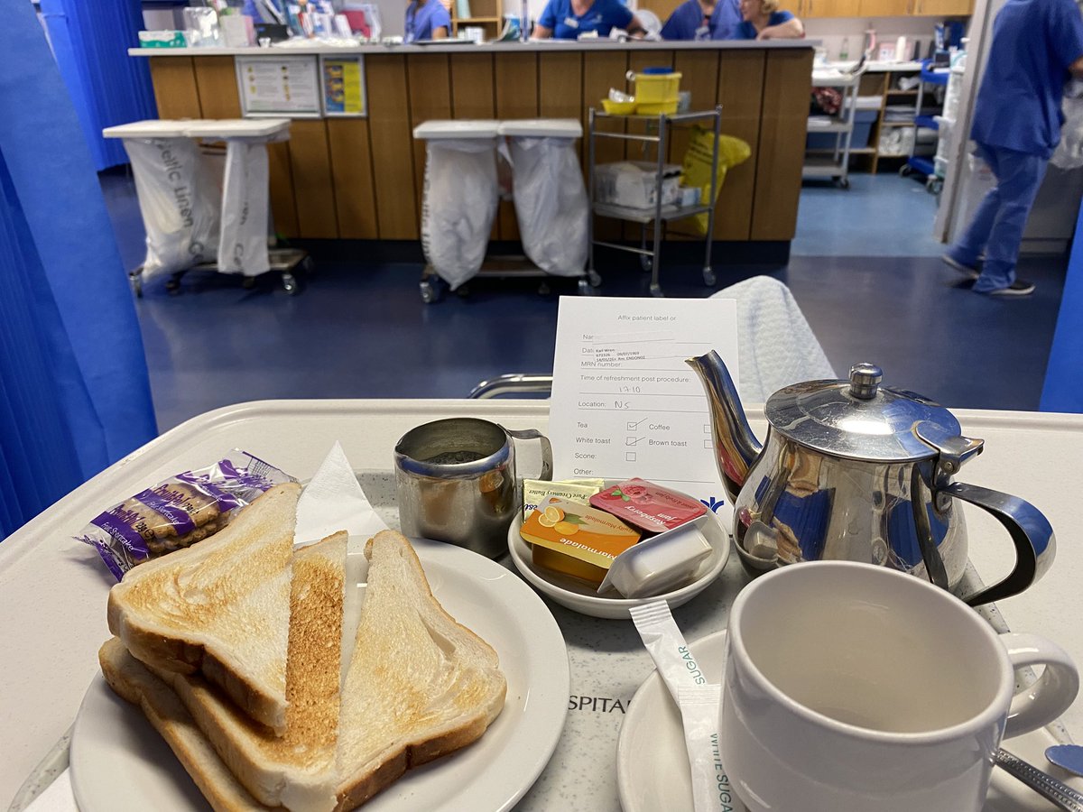 Home come hospital tea and toast always tastes so good when you eventually get it. All results good so far. 🤞🤞🤞