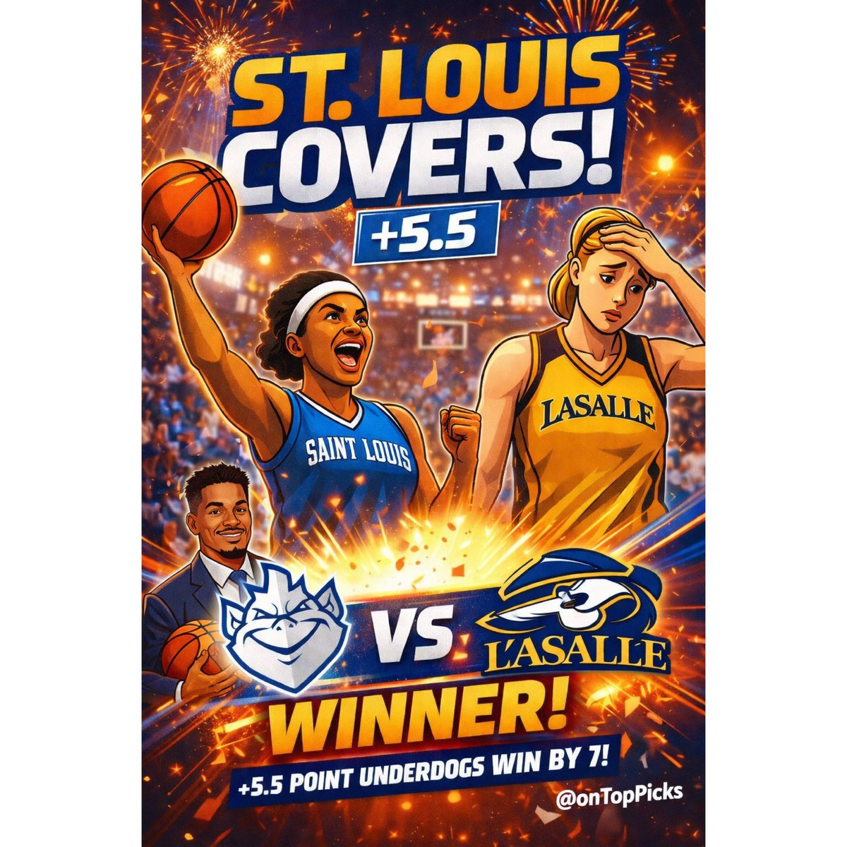 OnTopPicks's tweet image. Yes, i know women’s basketball as well.. 🏀🤑

Saint Louis +5.5 Points 
They WON by 9 points ✅ 

&amp;amp; yes it was posted FREE 💯 

#SportsBetting | #JoinVIP 
#CBBPicks | #WinMore
