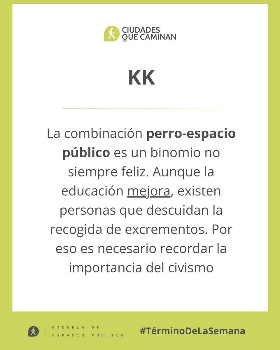 💬 #TérminoDeLaSemana | Muchas personas creen erróneamente que ese residuo biológico es bueno para la salud vegetal de praderas urbanas, parques y jardines. Pero las personas que mantienen esos espacios sufren las consecuencias de esa actitud incívica. #ciudadesquecaminan
