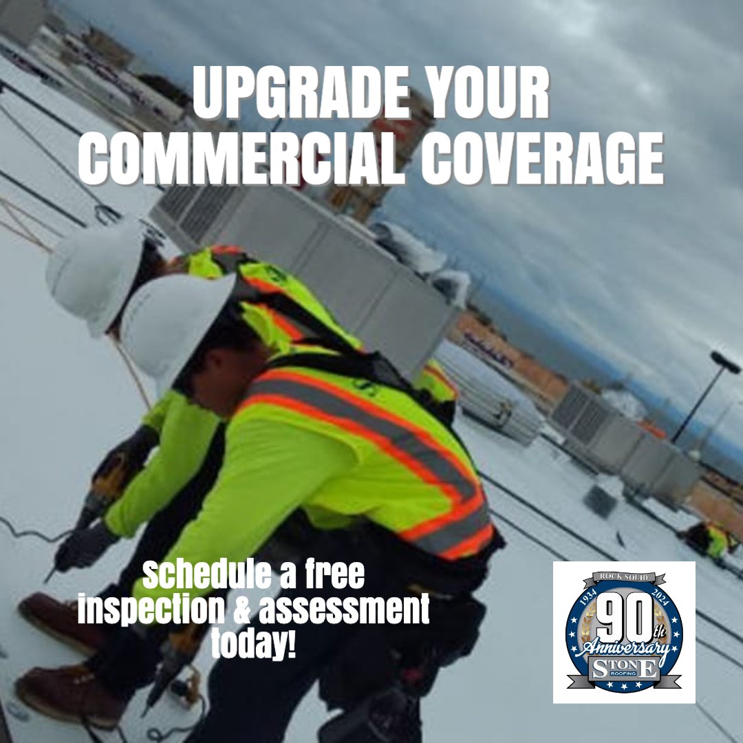 RepairRoofing's tweet photo. If your #commercialroof is nearing the end of its lifespan, it may be time to explore #roofreplacement options. A new roof offers stronger protection &amp; long-term savings. Schedule a free, professional
#roofinspection with Stone today at (800) 317-8663.

#StoneRoofingCompany https://t.co/UPlqGWgMlF