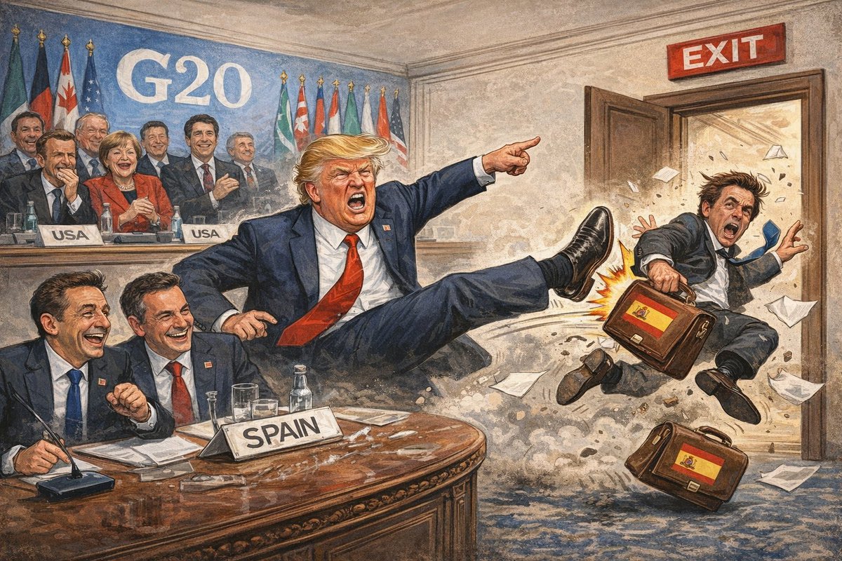 x.com/enricross1964/…

Trump no ha invitado a España a la reunión del G20 que se realizará en Miami.

Ni una llamada, ni excusa, ni una triste nota diplomática de cortesía. Nada.

Antes de que Feijóo y el ecosistema habitual de cloacas mediáticas empiecen a verter mierda a