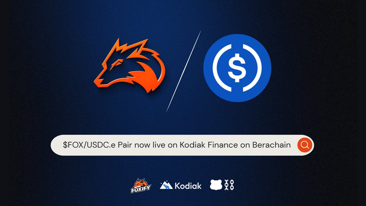 $FOX has officially landed on @Berachain 🐻⛓️

We’ve launched the USDC.e - $FOX pool on <a href="/KodiakFi/">Kodiak</a>

• 🔁 30% of FUNDED net fees flow into FOX buybacks + staker rewards
• ⚡ ~327% APR in BGT incentives
• 🏝️ Island liquidity
• 💧 Low initial TVL = higher early rewards

Early LPs