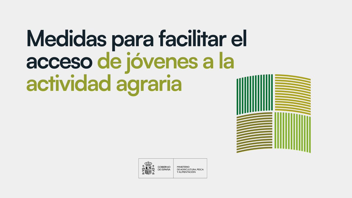 Medidas para el acceso de jóvenes a la actividad agraria:
·Tierra Joven: Plataforma de Información y Movilización de Tierras Agrarias
·Movilización de tierras agrarias propiedad del Estado
·Destinar un 10% de la PAC al relevo generacional
#AcciondeGobierno
mapa.gob.es/es/prensa/ulti…