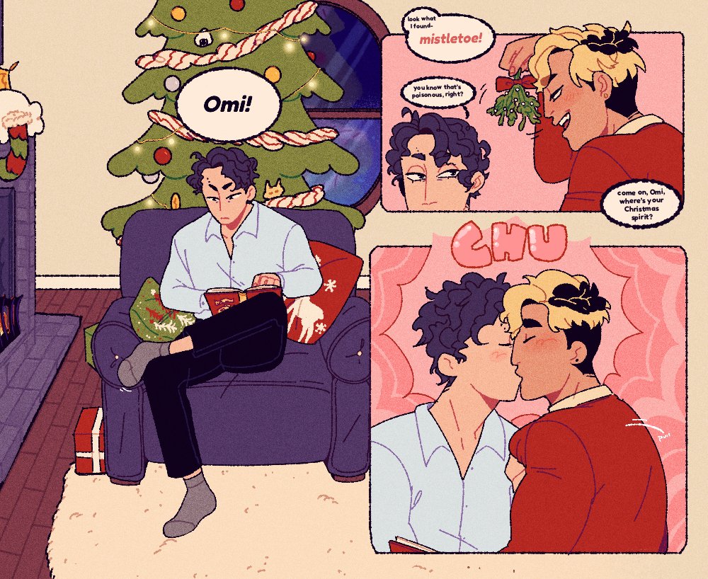 hope its ok to post christmas stuff on january 14th…

atsuomi art trade with <a href="/anxietydrawings/">Jay | 🦇Atsumu’s Big Naturals🩸</a> ☺️❤️