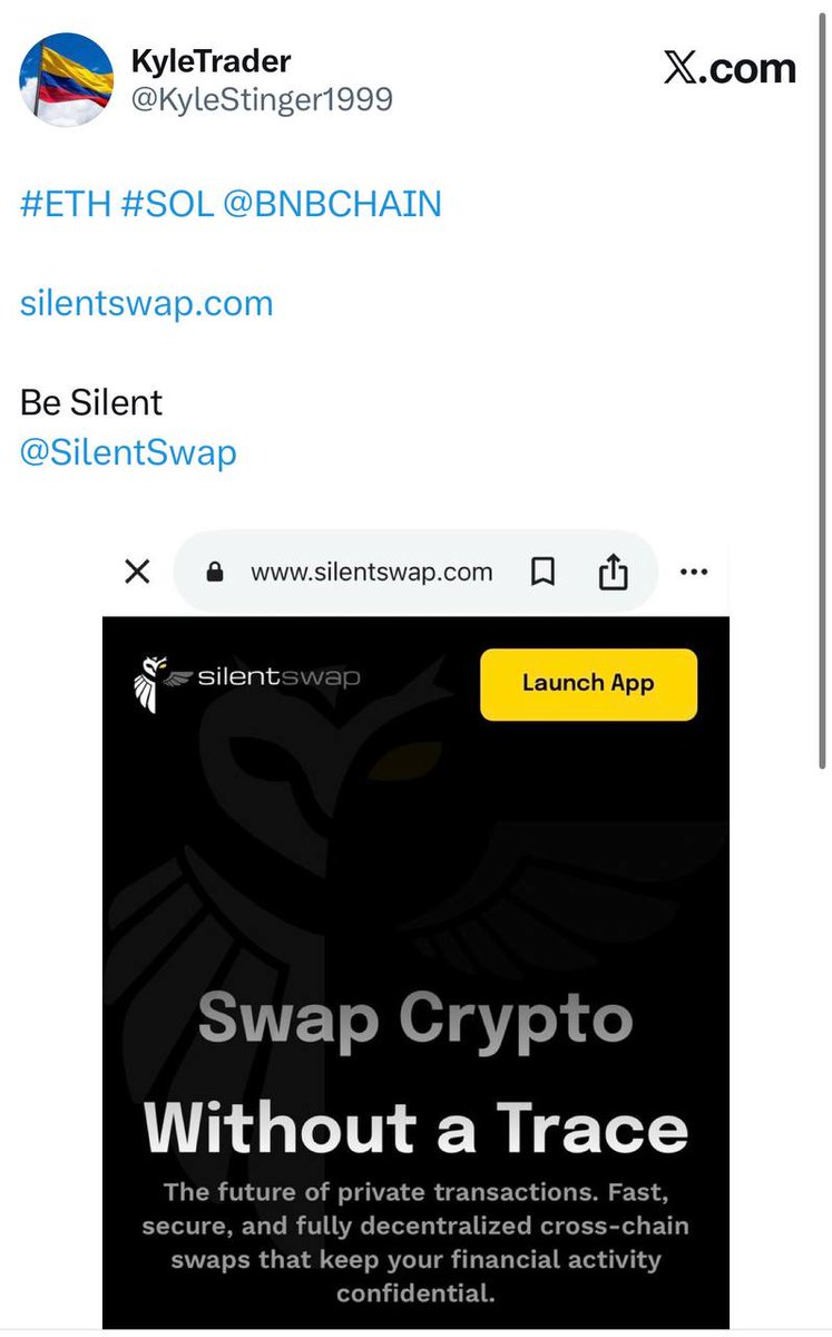 SluzzyGems $SQGROW with @SilentSwap #privacy at its finest 👌  #PrivacyMatters