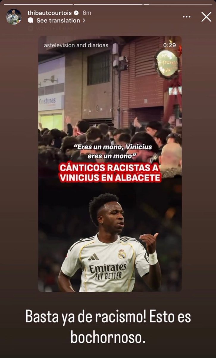theMadridZone's tweet image. 🚨 Thibaut Courtois statement against Albacete fans for calling Vini Jr. a ‘m*nkey’: 

“This is DISGUSTING. Enough with the racism.”