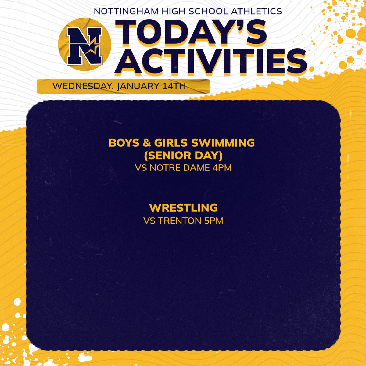 StarAthleticsAD's tweet image. Below is today's schedule of Nottingham HS athletic events. You can watch the wrestling match live using this link:  fan.hudl.com/usa/nj/hamilto…
@HTSD_Nottingham @NottinghamNABC
@NottinghamHSAD @WeAreHTSD