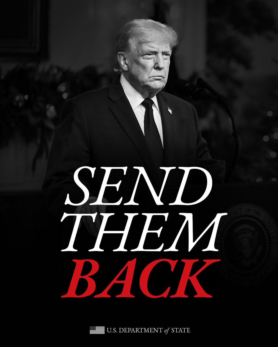 StateDept's tweet image. If you come to the United States to rob Americans, President Trump will throw you in jail and send you back to the place from where you came.