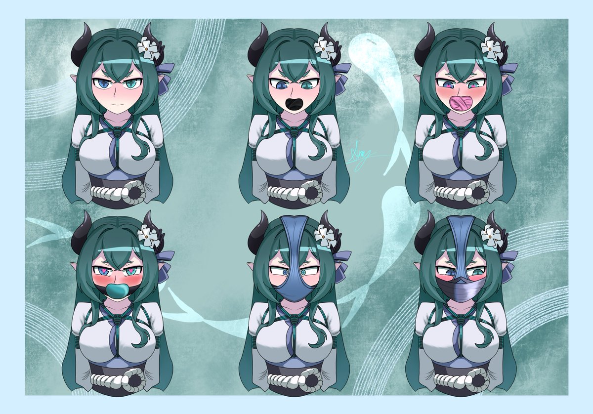 C0mm for <a href="/BladeBlank96/">Blank</a> of their OC Mizumi in a gag sequence! Had a lot of fun with this one, hehe, especially because of the colors! ^-^

#nsfwtwtًً #bondage #gagged