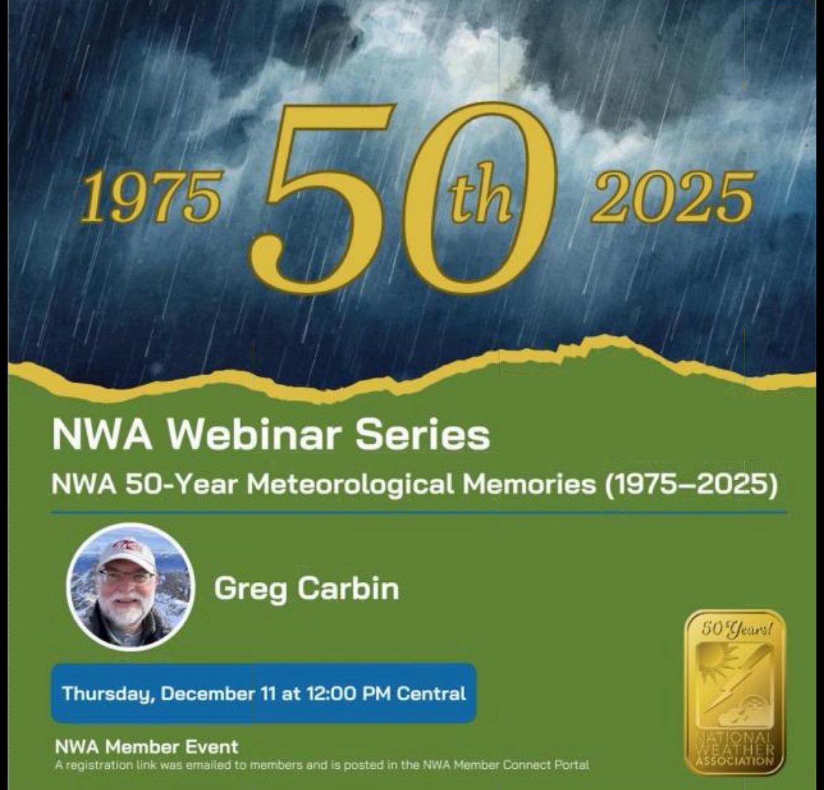 blamarre's tweet image. Part 1: An incredible presentation from Greg Carbin (retired @NWS) on his historical #weather perspective of memorable (not all inclusive) events spanning the decades of the @nwas National Weather Association during today’s webinar. Well done! #flwx
