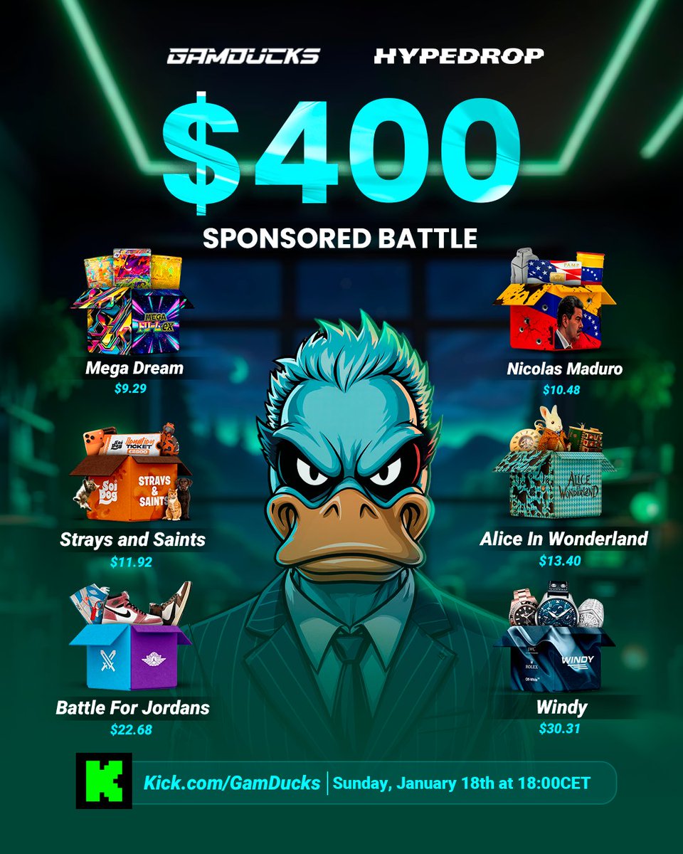gamducks's tweet image. 💣 $400 Sponsored Battle + X GIVEAWAY 💣

$25… OR $50 if you’re under code GamDucks on HypeDrop 👀
✅ Like, RT, and Follow
@gamducks 

Another Sponsored Battle is LIVE and we’re running it back this weekend 🔥

🗓️ Battle Date: Sunday, January 18th at 19:00 CET
💵 Deposit…