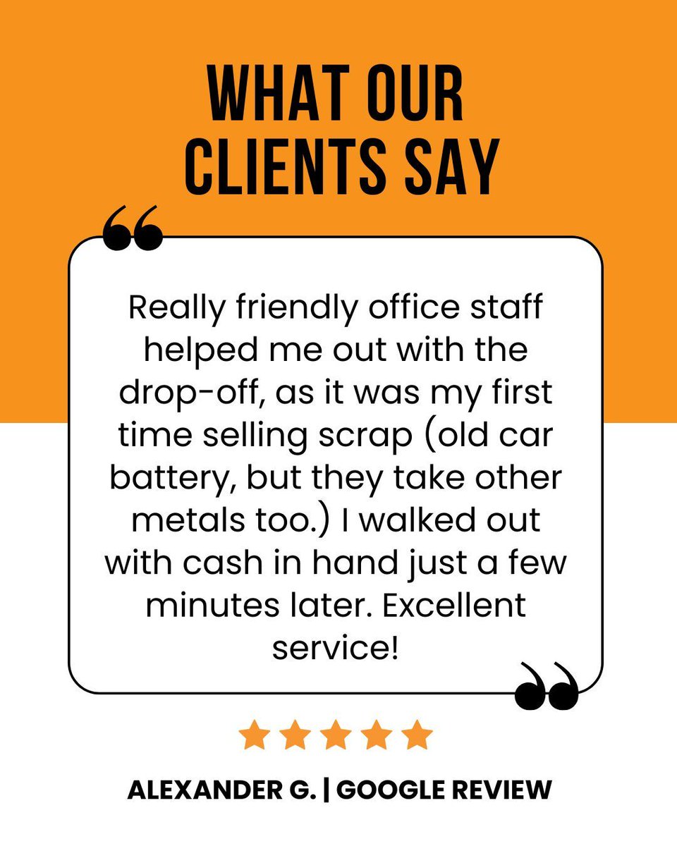 Sending our thanks to our amazing customer for the kind words! 🧡 We’re so grateful for your support. 

#ScrapMetalRecycling