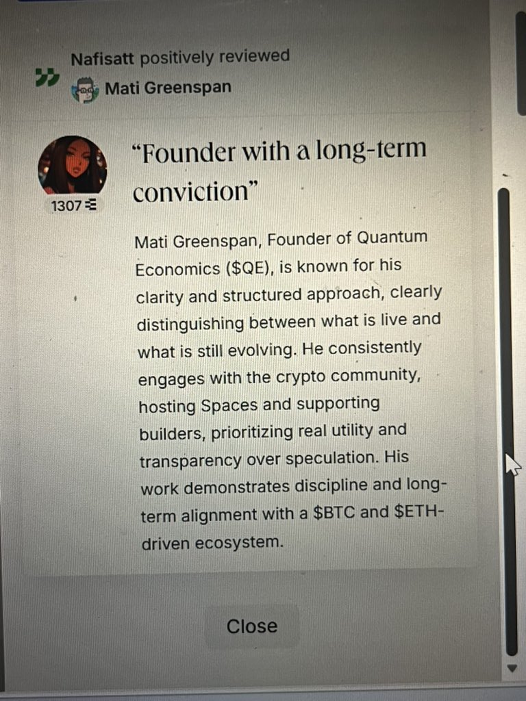 Good evening CT 🤍 I just left @MatiGreenspan a review on Ethos. Beyond  being a visionary in the financial space, Mati has a deep understanding of  markets and a calm, thoughtful way