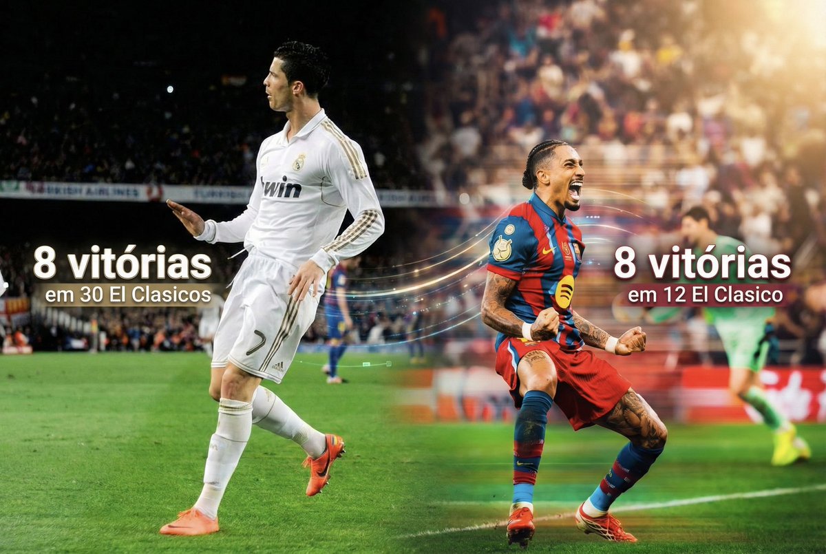 oficialsincerao's tweet image. Raphinha igualou Cristiano Ronaldo em número de vitórias em El Clasico com simplesmente 18 jogos a menos. Marca surreal.

Bizarro o quanto o Barcelona é dominante contra seu maior rival. Vira geração e cartilha segue igual.