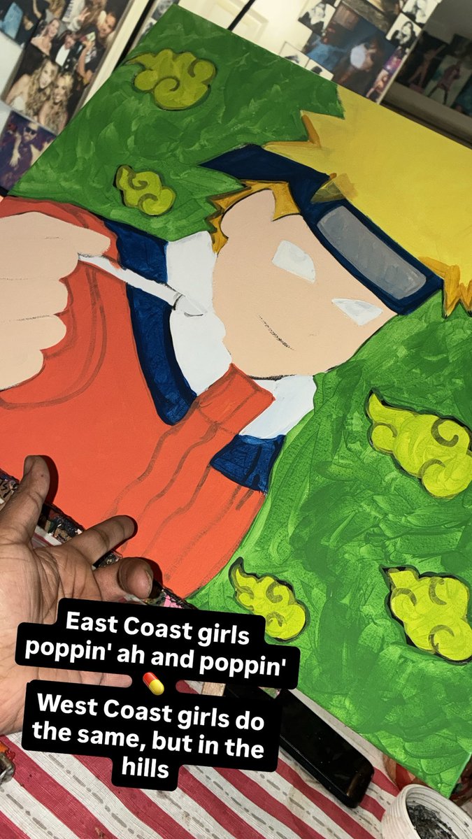 92sturdy's tweet image. East Coast girls poppin' ah and poppin' 💊 
West Coast girls do the same, but in the hills #working #toker #painting #anime