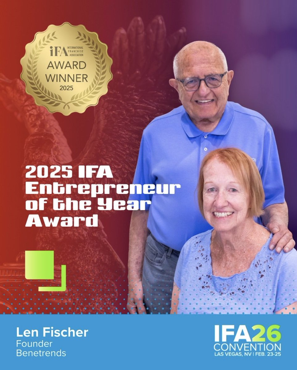 From our founding to today, Len Fischer’s commitment to helping entrepreneurs build their futures has guided Benetrends every step of the way.

We’re proud to celebrate Len being named the 2025 IFA Entrepreneur of the Year 🏆 Thank you, @International Franchise Association!