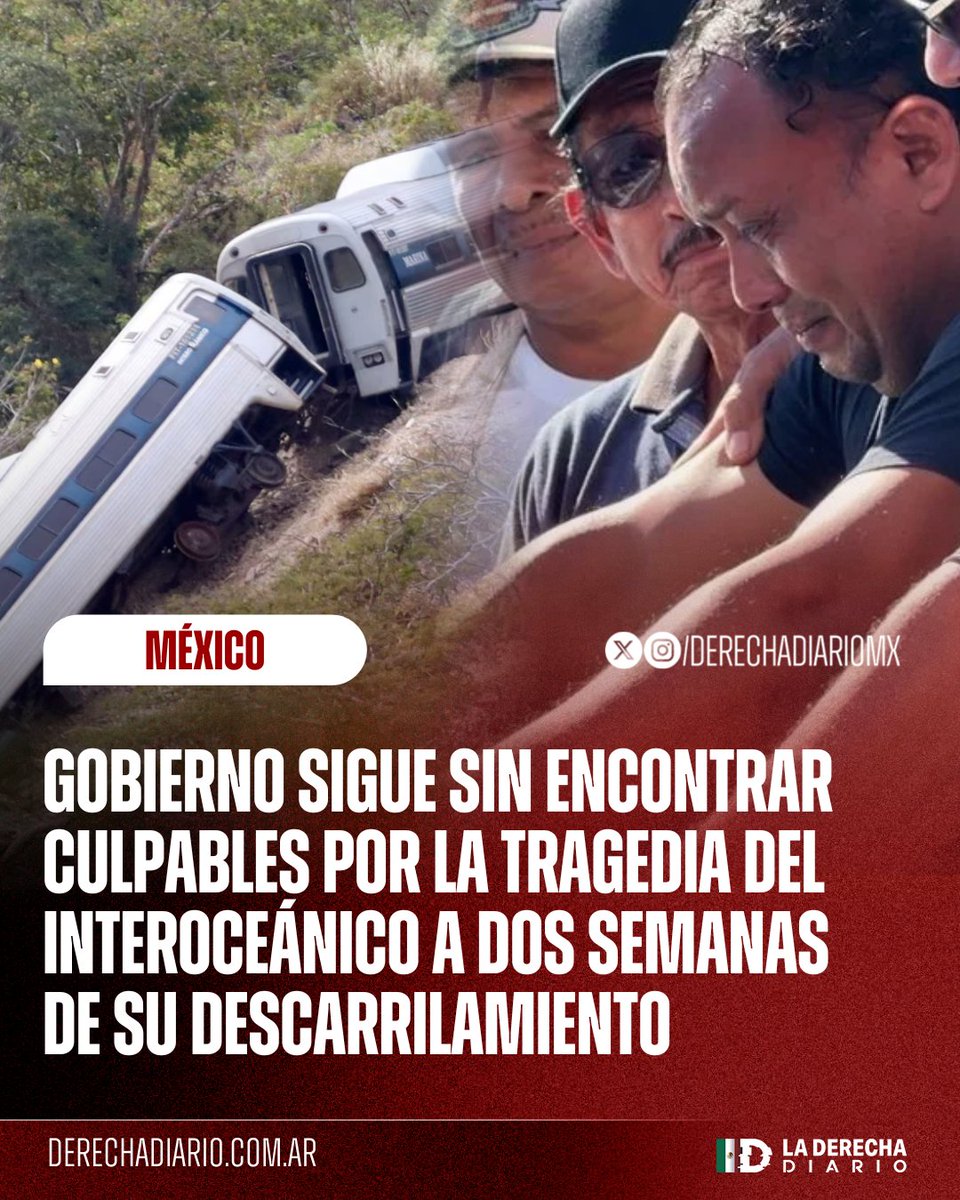 🇲🇽 | SILENCIO TOTAL: A dos semanas del descarrilamiento del Interoceánico que provocó la muerte de 14 personas, el narcogobierno no ha encontrado culpables por las omisiones y negligencias en la construcción de la obra emblemática del sexenio de AMLO.