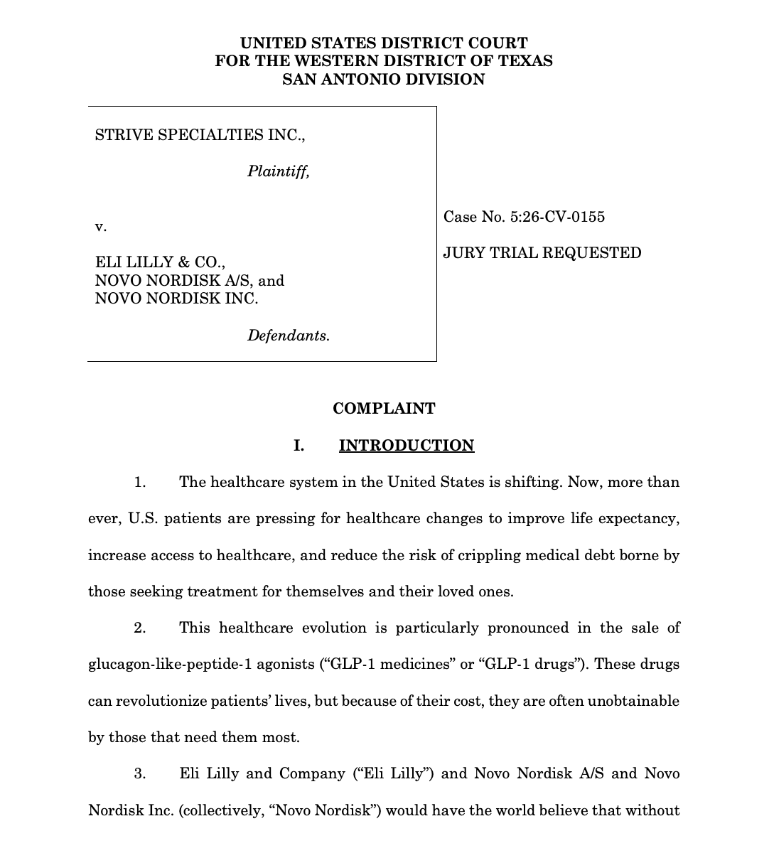 $HIMS $LLY $NVO

🚨 BREAKING: STRIVE SUES ELI LILLY &amp; NOVO NORDISK FOR VIOLATING THE SHERMAN ANTI-TRUST ACT

- Strive alleges that Lilly and Novo illegally monopolized the GLP-1 drug market
- Claims both companies forced telehealth providers into exclusive agreements prohibiting