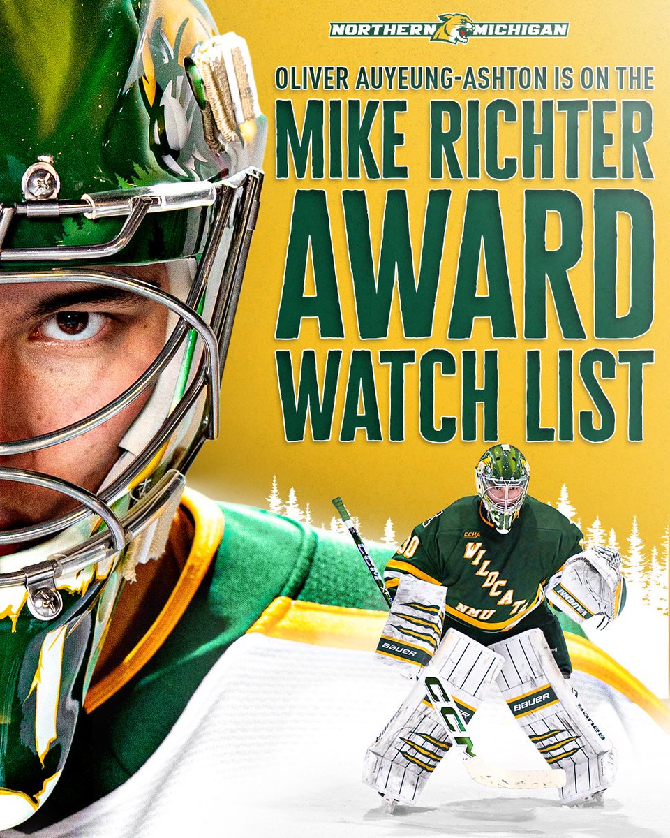 Among the nations best 👏

Oliver Auyeung-Ashton earns a spot on the Mike Richter Award Watch List. A well-deserved national recognition!

#NMUWildcats | #CCHAHockey | #NCAAHockey