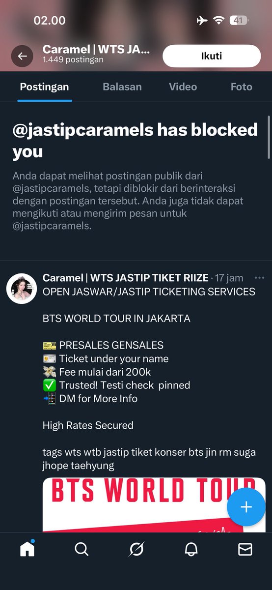 SCAMMER‼️‼️‼️ hati hati yg lg cari jaswar jastip konser bts 

<a href="/jastipcaramels/">Caramel | WTS JASTIP TIKET RIIZE</a>