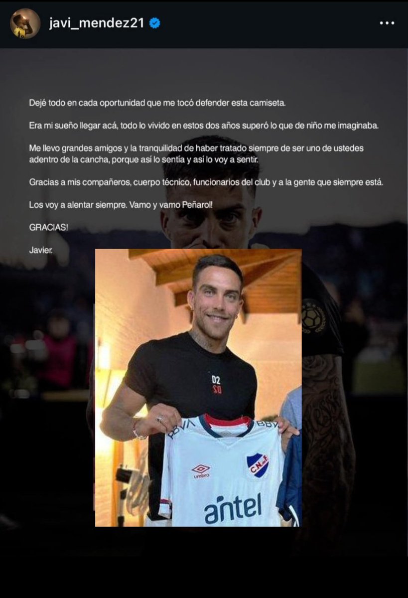 facndef's tweet image. Carta despedida de Javo. Te vamos a extrañar