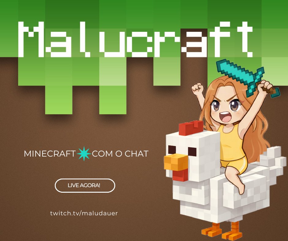 maludauer's tweet image. O momento chegou: Maluzinha no mundo dos quadrados! ✨🌍 Finalmente vou descobrir por que todo mundo ama esse jogo de quadrado... ou vou morrer pro primeiro zumbi que aparecer 😂 #minecraft 

Tô on: twitch.tv/maludauer