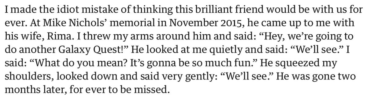 MuseZack's tweet image. Sigourney Weaver remembering the last time she talked to Alan Rickman (gone ten years today) broke my heart all over again: