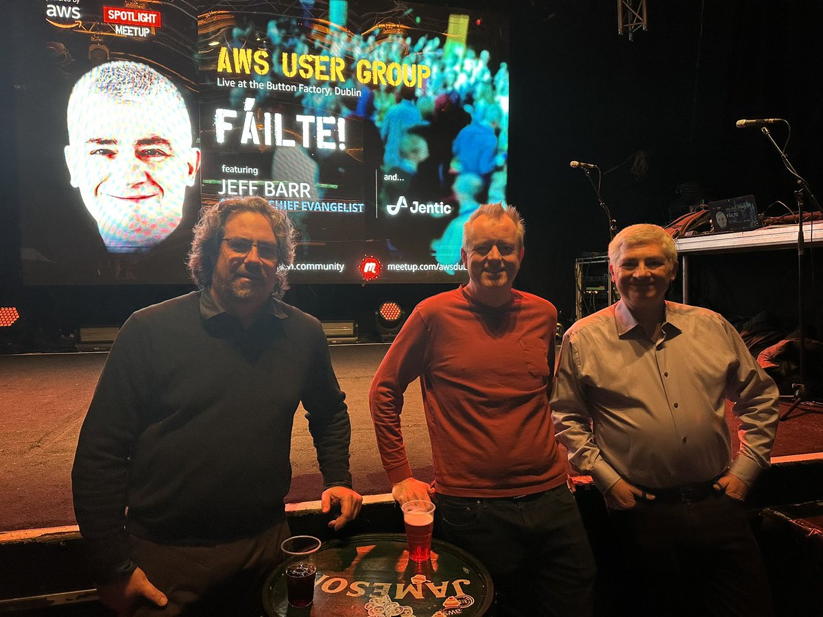 AWSUserGroups's tweet photo. #AWSDublin meetup welcomes a great lineup of speakers including @jeffbarr 

Currently on stage: @seanblanchfield CEO of @jenticai one of only 40 companies globally on AWS GAIA AI Incubator programme. 

@AWS_UKI https://t.co/HtOtl512yL