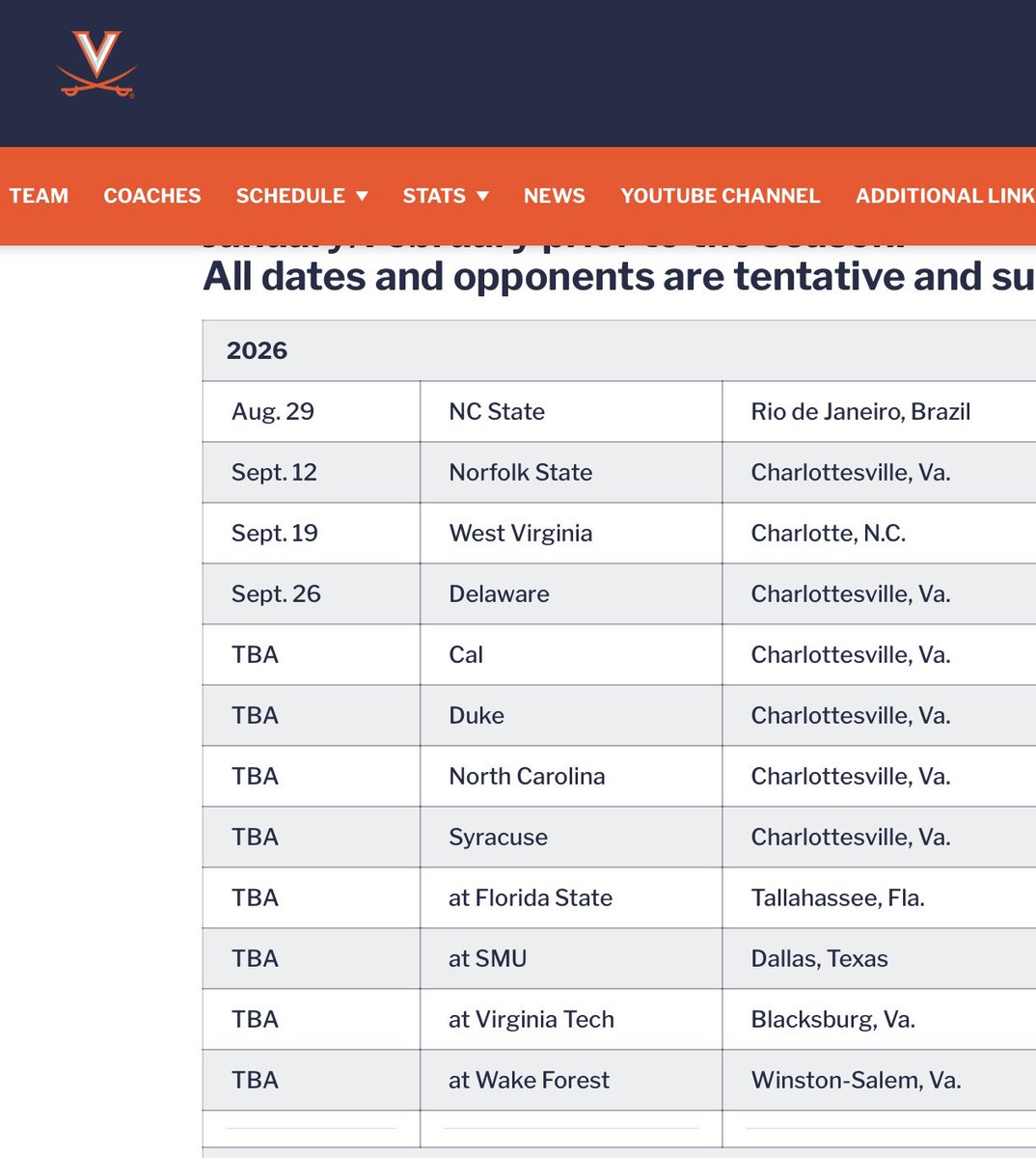JBUVAplus's tweet photo. @WhitakerVT2 @CariEnthusiast @hokiesports @HokiesFB Funny, I don’t see any real difference between UVA and Virginia Tech schedules next year: both teams have two creampuffs and the usual assortment of ACC teams and a couple of middling outsiders. https://t.co/GNABoTh9FN