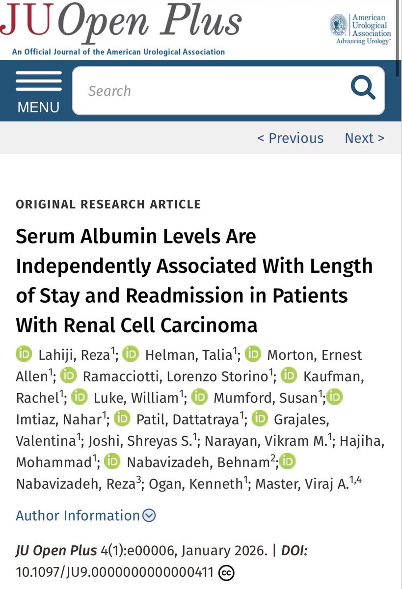 RezaLahiji2's tweet photo. ⚠️New publication⚠️
Our #study evaluating the independent association between #albumin levels, length of stay and #readmission among patients with #renal #cancer has now been made available online at @JUOpenPlus
https://t.co/YPv3g6abeU
#rcc #urology #urosome #recovery https://t.co/JL36aB8DDR