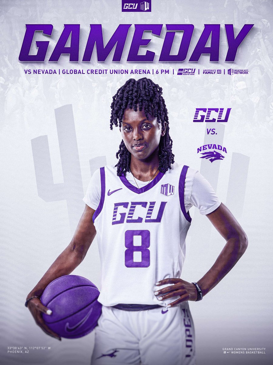 GCU_WBB's tweet image. A meeting with the Wolf Pack tonight at 6 PM

🆚 Nevada
🏟️ Global Credit Union Arena
📊 ow.ly/WUvv50XWTvG
📺 Arizona's Family Sports
💻 ow.ly/FBGa50XWTvF
📻 ow.ly/vQlK50XWTvE
🎟️ ow.ly/HCC350XWTvA