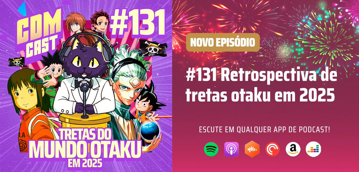 cdmcast's tweet photo. 🎙️NO AR!

A tradicional retrospectiva do CDM Cast voltou, discutindo acontecimentos como:

🏴‍☠️ Protestos com One Piece;
🤖 IA desgraçada dominando o Brasil;
🔍 O "Final" de Hunter x Hunter;
👽 +1 shounen ganhando sequência com alienígenas.

🟢 OUÇA AGORA: https://t.co/a52FZjooCq https://t.co/gm3GuZmbnA