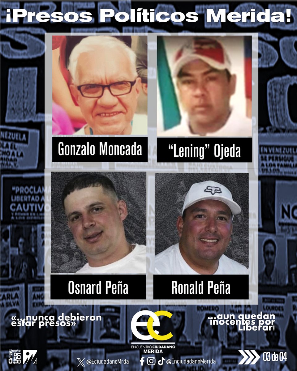 #14Ene Exigimos "Libertad Plena" para todos los presos políticos del país y especialmente a los de nuestro Estado Mérida, incluyendo a los que estén recluidos en cárceles o bajo arresto domiciliario, así como para todos los que habiendo sido excarcelados, hoy se encuentran