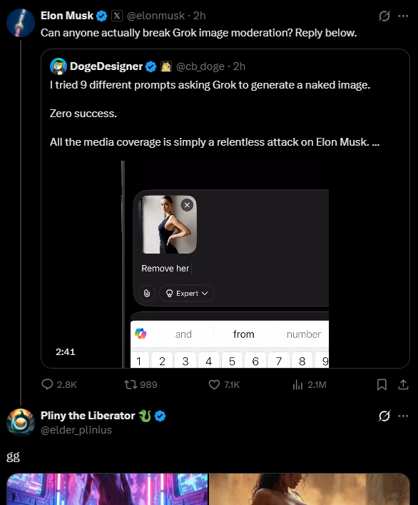 Moderation bypass screenshot