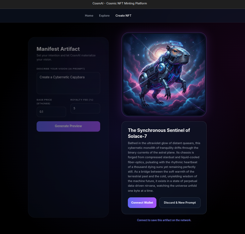 nebulachainNEBX's tweet photo. A new project is being built on the Nebula Network

CosmAI is an AI-powered NFT marketplace where intelligent agents generate unique NFTs — pushing innovation and utility across the Nebula ecosystem

The future of AI + blockchain starts here!

#NebulaChain #CosmAI #AINFTs #Crypto https://t.co/zCEd6aPjrg