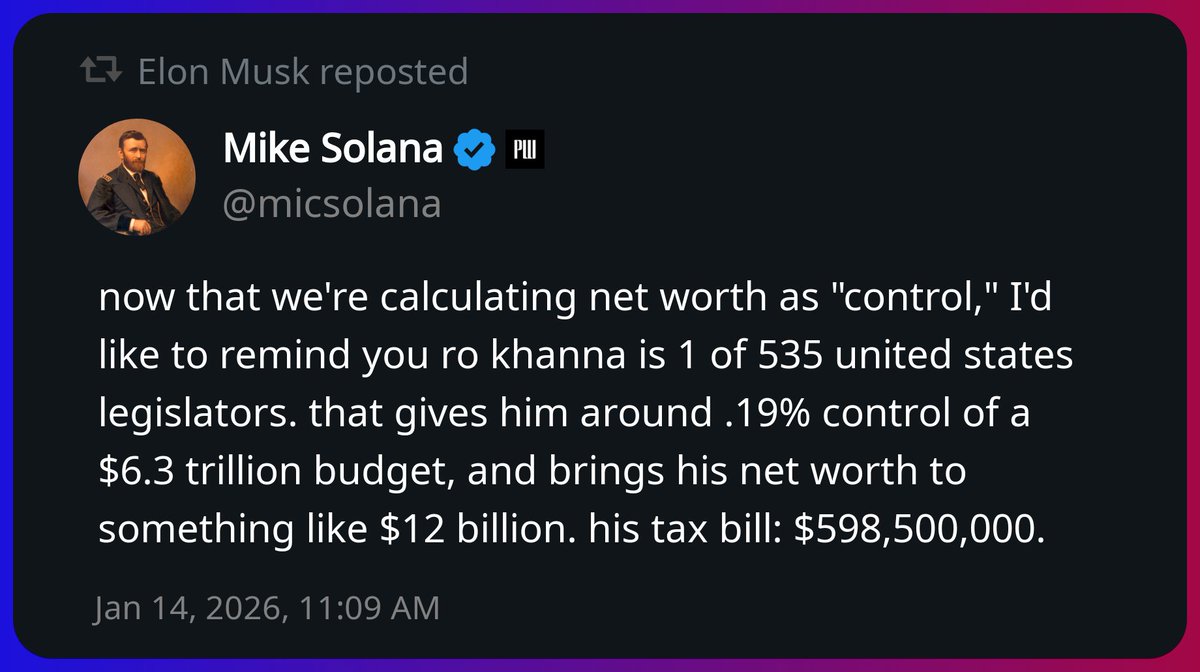Elon Musk reposted a post from Mike Solana https://t.co/BM33gjIfZk