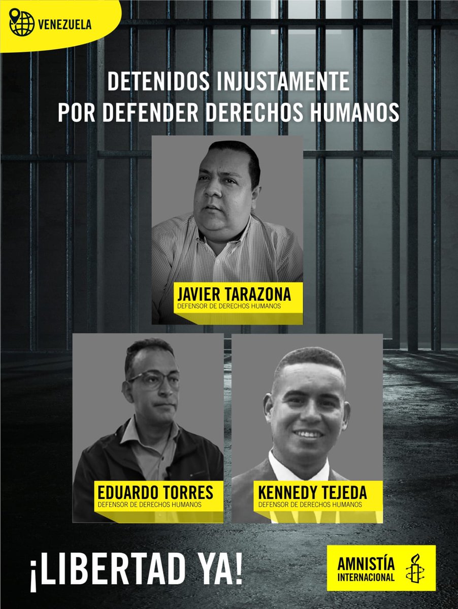 🚨 #Venezuela: Nos alivia la excarcelación de Carlos Julio Rojas.

Exigimos la libertad inmediata e incondicional de Kennedy Tejeda, Javier Tarazona, Eduardo Torres y de todas las personas detenidas arbitrariamente por motivos políticos en el país. 

#QueSeanTodos #QueSeanTodas