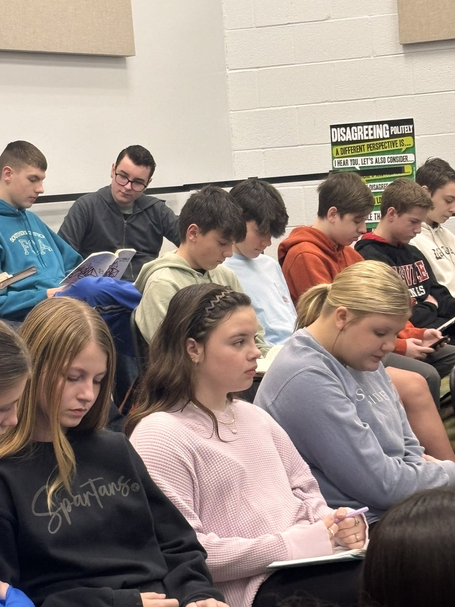 Students in the Word at SWMS FCA this morning! Lots of students brought their Bibles to school today to engage in teaching during FCA before school. Pretty cool thing to see!!