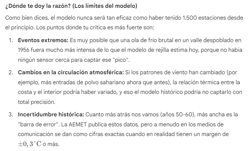 Angel_loal's tweet photo. @MeteoBedunia @AEMET_Esp Creencia, dice. He analizado a fondo los documentos con el nuevo método rejilla pero para mi no tiene rigor la extrapolación histórica de datos como te digo. Por cierto la IA parece que opina igual. Un saludo https://t.co/WRWCUG0IJi