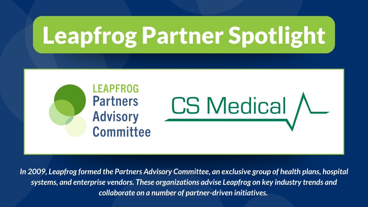 LeapfrogGroup's tweet image. We’re pleased to recognize @CSMedicalLLC, a leader in #InfectionPrevention devices, as a member of Leapfrog’s Partners Advisory Committee. Their insights strengthen work to advance #PatientSafety and transparency. Learn more: leapfroggroup.org/industry-partn…