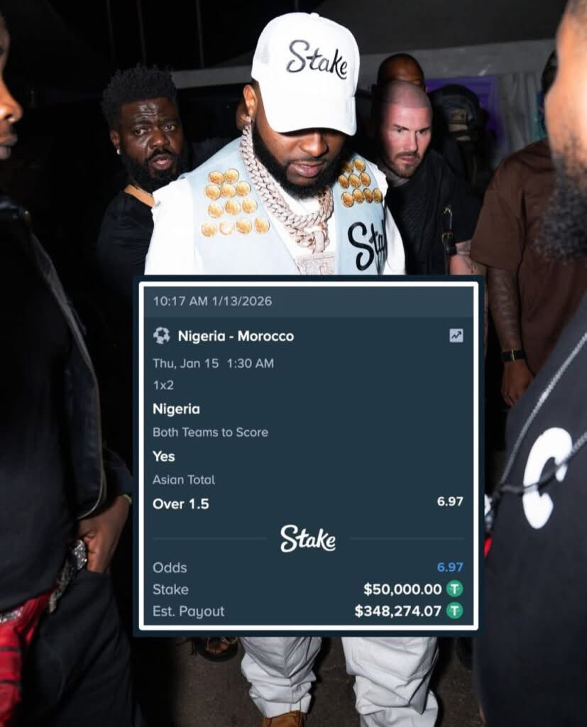 hopefortv's tweet photo. Davido stakes $50,000 on Super Eagles' 𝗔𝗙𝗖𝗢𝗡 semi-final clash against Morocco https://t.co/0wBl5ds8VD