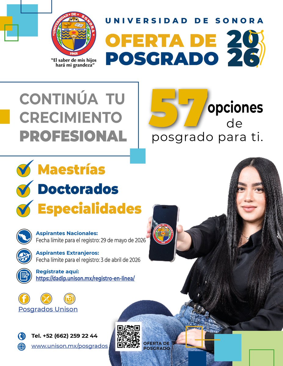 ¿Tu propósito en el 2026 es acelerar tu desarrollo profesional? Consulta las convocatorias para cursar un Posgrado en la Universidad de Sonora <a href="/SoyUnison/">Soy Unison</a>  mayores informes en: unison.mx/posgrados/
